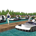 Scenic Lake Dock Area With Pedal Boats Trees And People Enjoying Recreational Activities