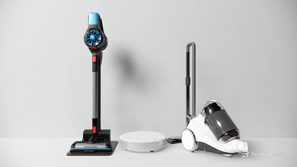 Modern Home Cleaning Appliances Featuring Stick Robot And Handheld Vacuum Cleaners 3d model 
