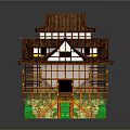 Exquisite Traditional Asian Architecture With Multi Tiered Roof Wooden Structure Green Base And Red Staircase