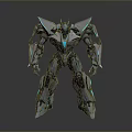 Futuristic Robot Character With Metallic Blue Black Armor And Complex Mechanical Design