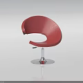 Modern Red Office Chair With Curved Design And Silver Metal Swivel Base