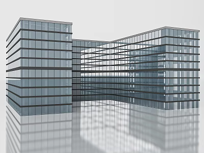 Modern Office Building Architecture With Glass Curtain Wall And Reflective Multi Story Structure 3d model