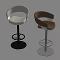 Modern White and Brown Bar Stools with Curved Backrests Metal Legs Round Bases