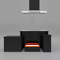 Modern Black Functional Kitchen Table Featuring Storage Drawers And Cabinet Space