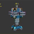 3D Model Mechanical Equipment Featuring Blue Gray Design And Glowing Blue Modules 3d model