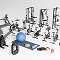 Different Types of Sports Equipment Including Dumbbells Treadmills Exercise Bikes And Fitness Balls