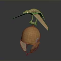 Ancient Golden Weapon Helmet Featuring Intricate Bird Shaped Ornament And Historical Design