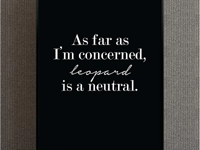Black Background Typography Art With Leopard Is A Neutral Quote 3d model
