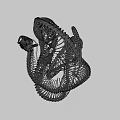 Coiled Snake Skeleton With Green Glowing Interior On Black Background