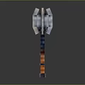 Pixel Style Game Weapon Hammer With Silver Gray Head And Blue Orange Handle