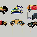 Traditional Chinese Decorative Pendant Ornaments With Floral Designs Golden Patterns And Tassels
