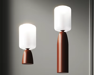 Modern Wall Mounted And Floor Standing Lamp Combination With White Lampshade And Brown Base 3d model
