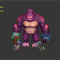 Fierce Purple Gorilla With Mechanical Arms Muscular Build And Angry Expression In Standing Pose