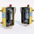 Public PA Phones With Yellow Enclosure Red Button And Black Handset For Digital Communication