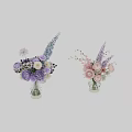 Glass Vases with Pink Roses Purple Lavender and White Daisies for Home Decor