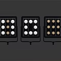 LED Panel Lights With Black Frame Multiple Round White And Gold Bulbs For Studio Lighting 3d model