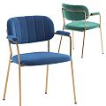 Modern Single Chair With Gray Velvet Seat Armrests And Golden Metal Legs