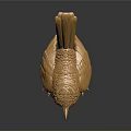 Golden Bird Decorative Figurine With Metallic Texture And Detailed Surface Design