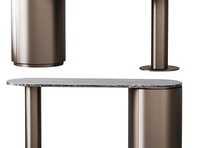 Modern Luxury Dining Table With Sleek Marble Top And Metal Cylinder Legs 3d model