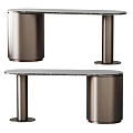 Modern Luxury Dining Table With Sleek Marble Top And Metal Cylinder Legs