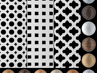 Various Perforated Decorative Panels With Circular And Geometric Patterns In Multiple Colors 3d model