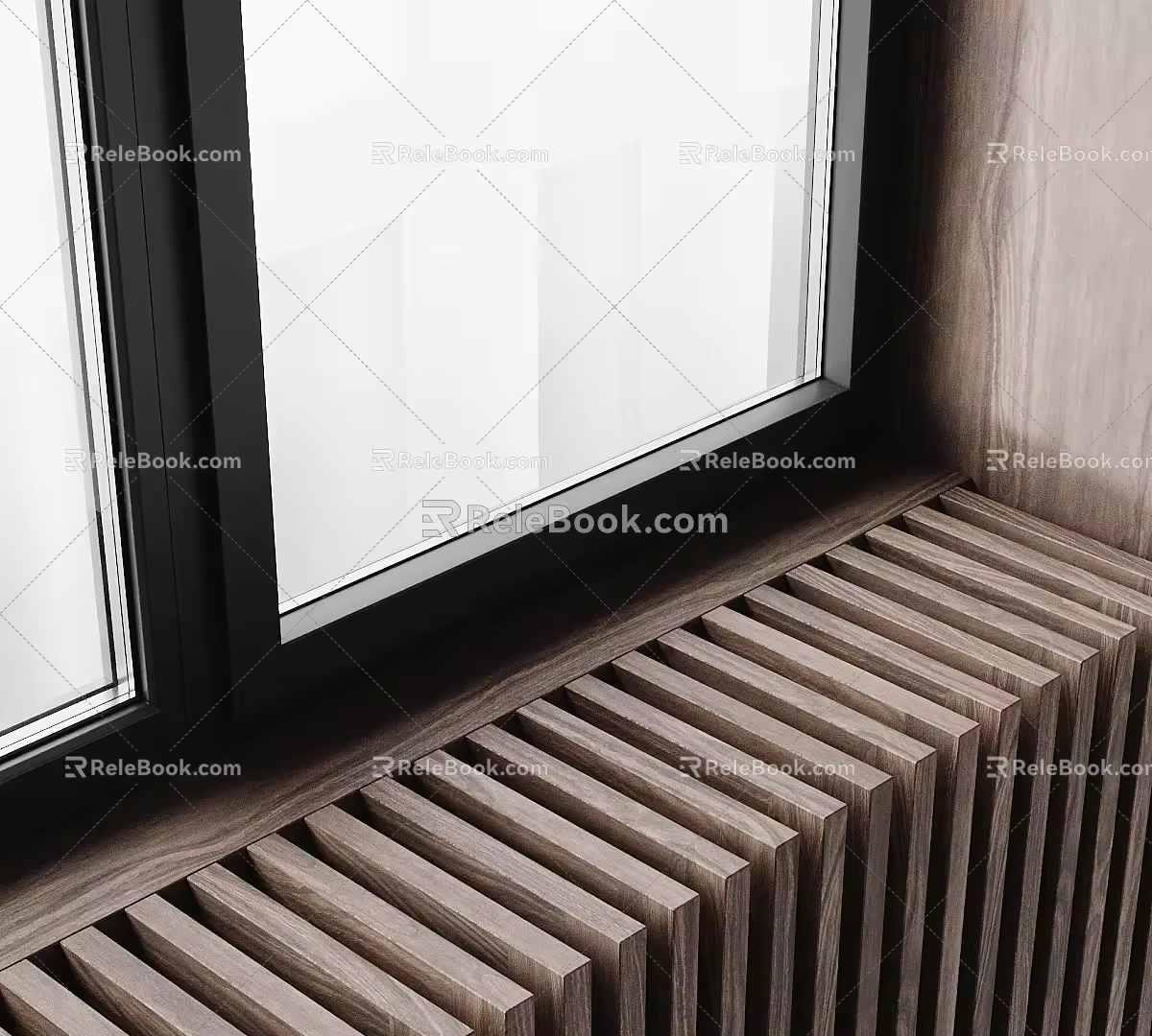 Modern window frame hard-fitting component 3d model