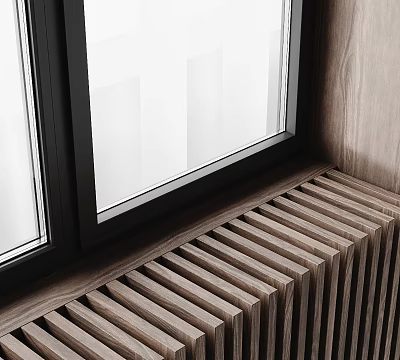 Modern Black Frame Casement Window With Wooden Sill And Clear Glass Design 3d model Modern Black Frame Casement Window With Wooden Sill And Clear Glass Design 3d model