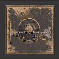 Vintage Steampunk Mechanical Device With Brass Gears Clocks And Rustic Base