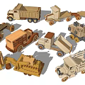 Wooden Electric Toys Various Vehicle Models Including Trucks Trailers And Rollers
