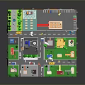 3D Miniature City Model With Colorful Buildings Roads Trees And Cars