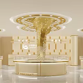 Luxurious Jewelry Store Interior With Elegant Display Cases Ornate Ceiling Lights And Modern Gold Tones