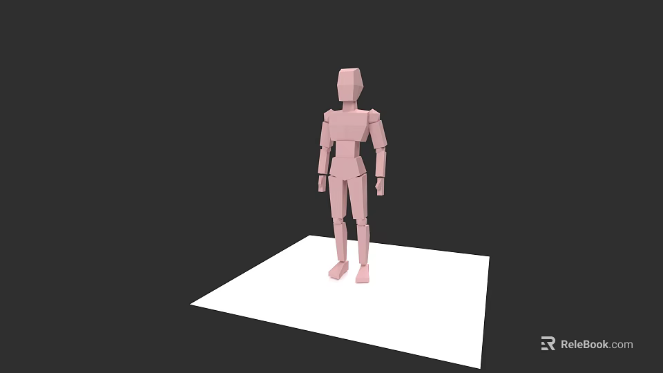 Mannequin Figure in Pink Standing on White Platform with Black Background 3d model 