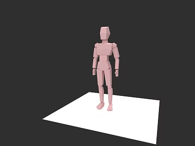 Mannequin Figure in Pink Standing on White Platform with Black Background 3d model