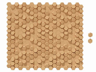Beige Hexagonal Tile Wall Surface With Intricate Geometric Pattern Design 3d model