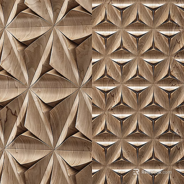 Wooden Wall Paneling With Modern Intricate 3D Geometric Pattern For Interior Decor 3d model 