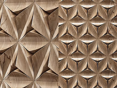 Wooden Wall Paneling With Modern Intricate 3D Geometric Pattern For Interior Decor 3d model
