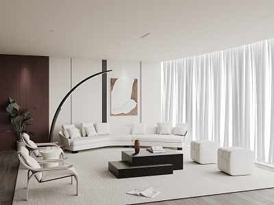 modern living room cream living room 3d model