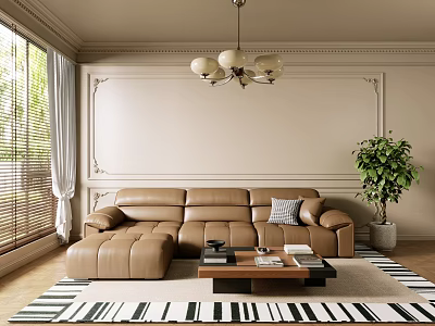 Middle ancient sofa combination coffee table carpet 3d model