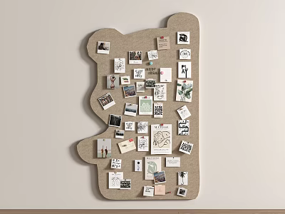 Cute Bear Shaped Photo Wall With Small Photos And Decorative Cards 3d model