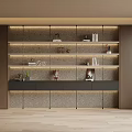 Modern Wall Mounted Bookcase With LED Lighting Open Shelves Books And Decor Items