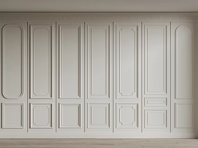 Modern White Interior Wall Paneling With Geometric Patterns And Clean Lines 3d model