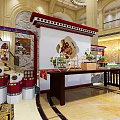 Elegant Tea Break Area In Luxurious Lobby With Exquisite Pastries And Flower Decorations