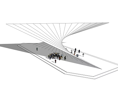 Modern Pergola Design With Dynamic Geometric Lines In Open Public Space For People Gathering 3d model