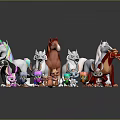 Colorful Stuffed Animal Toys Collection Featuring Unicorn Horse Dog Rabbit And Bird Characters