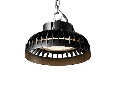 Stylish Modern Black Metal Grille Pendant Light with Circular Design and Warm Glow 3d model
