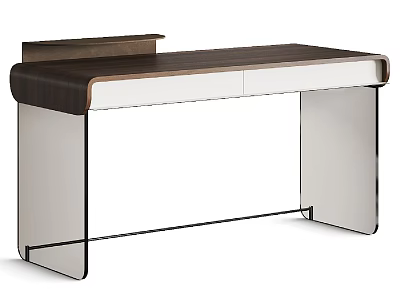 Modern Desk Design With Wooden Top White Drawers And Metal Frame 3d model