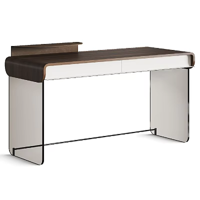 Modern Desk Design With Wooden Top White Drawers And Metal Frame 3d model