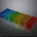 Colorful Shipping Containers Arranged In Row With Vibrant Blue Green Yellow Orange Red