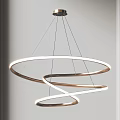 Modern Intertwined Chandelier With Metallic Circular Rings And LED Light Fixture