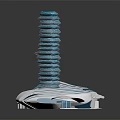 Cartoon Scene Featuring Spiral Blue Tower With White Wavy Base And Curved Platforms 3d model